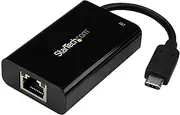 StarTech US1GC30PD USB C to Gigabit Ethernet Adapter - with Power Delivery (USB PD) - Power Pass Through Charging - USC-C Ethernet, Black