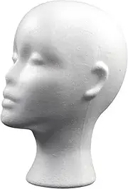 Folpus Female Styrofoam Mannequin Head Wig Display Head Lightweight Hairpiece Stand