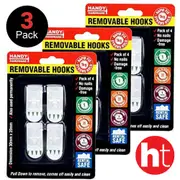 Handy Hardware 3 Packs of 4pcs Removable Clear Plastic Hooks 30mm x 20mm