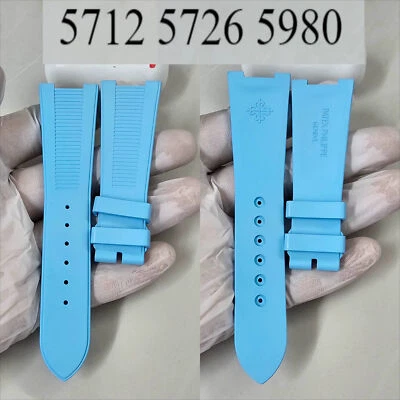 Patek Philippe PP Nautilus 25mm Fluoroelastomer Strap 5712/5726/5980 Sky Blue