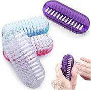 Kalevel 4pcs Plastic Nail Brush Double Sided Handle Fingernail Scrubbing Brush Toe Cleaning Brush for Men Women Kids Manicure Pedicure