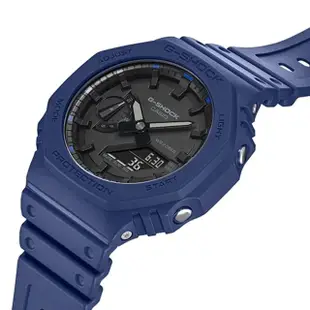 【CASIO 卡西歐】G-SHOCK 八角雙顯手錶(藍GA-2100-2A)