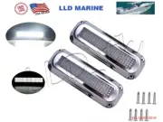 White 120 LED Boat Marine Yacht Underwater Light Transom Stainless Steel 2 PCS
