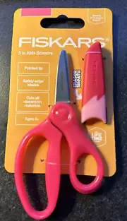 Fiskars Blunt-tip Kids Scissors (5 in.) with Sheath Eraser Pink Safety Blades