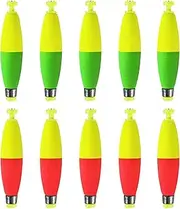 Bombite Weighted Bobbers for Fishing Floats Cigar Shape EVA Foam Snap-on Fishing Bobbers for Crappie Bluegill Panfish Trout Catfish Bass 10 Packs