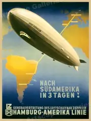 1937 Graf Zeppelin Hamburg to America Vintage Style Travel Poster - 24x32