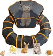 Indoor Outdoor Cat Tent with Exercise Tunnel, Outdoor Cat Enclosures Portable, Foldable Cat Tent for Outside Enclosed Playpen, Play Tents for Cats Rabbits Ferrets and Small Animals