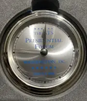 Sweda Travel Desk Alarm Clock Round Silver Metal Presidential Forum April 2000