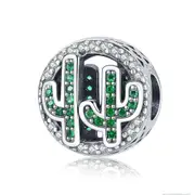 Silver plating Cactus Plant Green Charms Beads Fit Bracelets Jewelry