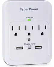 CyberPower CSP300WUR1 3 Outlets Pro Surge 600J 2x 2.1A 5 V DC USB Wall Tap - NIB