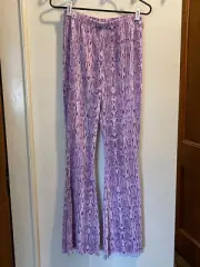 Purple faux silk snakeskin reptile pattern pants Primark NWT sz UK36 US4 Small