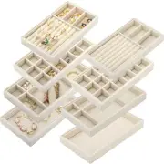 Set of 8 Velvet Jewelry Tray, Drawer Insert Divided Storage Holder Stackable ...