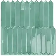 Cyan Long Hexagon Tile Peel and Stick Backsplash, 10 Sheets Self-Adhesive Wall Tiles Stick on Back Splash for Kitchen, Bathroom, Fireplace,RV(12"×12")