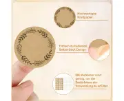 Kraft Paper Gift Stickers, 600 Pieces Round Adhesive Labels, Christmas Stickers For Party Gift Packaging, Envelopes, Jam, Handmade, Spice Labels