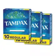 Tampax Cardboard Tampons Regular Absorbency, Anti-Slip Grip, LeakGuard 3 PACK