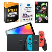 Nintendo Switch Neon Red/Blue OLED Console + Luigi’s Mansion 2 HD Bundle