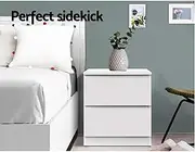 Bedside Table Chest Storage Cabinet Nightstand 3-Drawer (White)