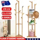 3 Tier Wooden Coat Stand Rack Tree Shelf Hat Hanger Bag Umbrella Organizer Hook