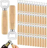 50 Pcs Wood Wine Bottle Opener Stainless Steel Bottle Opener Wood Handheld Heavy Duty Bartender Bottle Openers Cider Bottle Opener Engraved Gift Set F