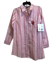 Womens Small Oklahoma Sooners Stripe Sleepwear Top Button Front Lounge Shirt New