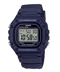 在飛比找Yahoo!奇摩拍賣優惠-CASIO手錶公司貨復古方型錶W-218H-2A 藍色 運動