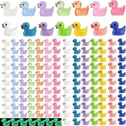 210pcs Mini Resin Ducks(Include 105pcs Mini Luminous Resin Ducks),Colorful Tiny Ducks Miniature Figures for Aquarium Garden Landscape Dollhouse Ornament Potted Decorations DIY(7 Colors,2 Styles)