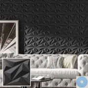 3D Wall Panels Textured Diamond Accent Panels 30-Pack 30x30cm Black DJZ