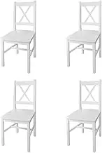 Dining Chairs 4 pcs White Pinewood Kitchen Chair