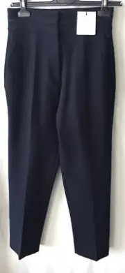 New Sandro Paris High-Waisted Classic Jersey Navy Pants Ankle Size 36/Small.