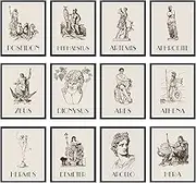97 Decor Greek Mythology Decor - Greek God Poster - Greek Mythology Gift - Greek Decor For Decoration - Mythology Wall Art Print - Ares Athena Apollo Poseidon War Goddess Decor (12 Posters Unframed)