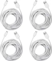 Smays 4-Pack 25ft Security Camera Micro USB Extension Cable Compatible White