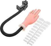 ELAYARD 100Pcs Flexible Fake Hand with Artificial Nail Tips Nail Practice Tool for Beginners and Salon Use Realistic Manicure Training Model