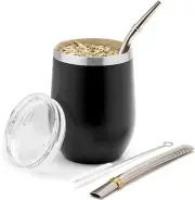 Modern Mate Cup and Bombilla Set (Yerba Mate Cup) -Yerba Mate Set Includes Doubl