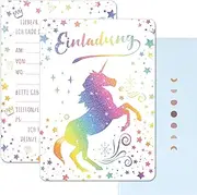 Children's Birthday Invitation Cards for Girls and Boys, 12 x Birthday Invitation Cards (Flash Unicorn)