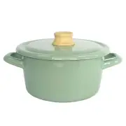 Enamel two-handed pot casserole 18cm IH compatible cotton series vintage green