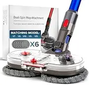 Electric Rotary Mop Head Compatible with Dyson V7/V8/V10/V11/V15, Floor Mop with 1 Removable Water Tank and 6 Washable Cloths