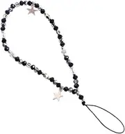WsjiaboFux Black Five-Pointed Star Pendant Beaded Phone Chain and Charms Decor, Pearl, goldstone