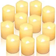 Flameless Votive Candles with Timer,12 Pack Last 15 Days Battery White-12Pcs