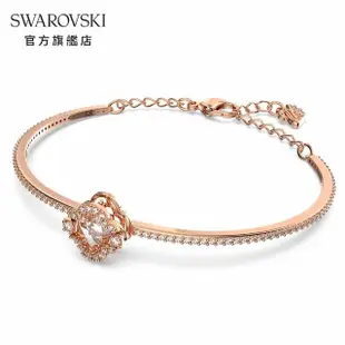 【SWAROVSKI 官方直營】Sparkling Dance 手鐲 白色 鍍玫瑰金色調