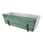 ACHLA Medium Flower Box with Brackets for 2x6 Railings, Green Patina - VFB-05-K6