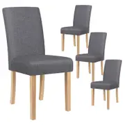 ALFORDSON Set of 4 Dining Chair Cafe Kitchen Lounge Padded High-Back Wood Fabric Grey