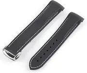 [DAYHOM] 20mm 21mm 22mm Curved End Silicone Rubber Watch Band Fit for Pagani Watch Fit for Huawei Fit for GT2 Magic Watch 2 Fit for Honor Fit for Samsung Galaxy Watch S3 S4(Black White 1)