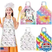 PLULON 4 Pcs Kids Aprons with Pockets Painting Apron for Kids, Rainbow Unicor