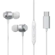 Joyroom Type-C In-Ear Metal Wired Earbuds, Earphones with High-Quality Sound, Headset Headphones USB-C Compatible, White/ Silver
