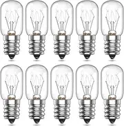 Bonlux 10-Pack Salt Lamp Bulbs Dimmable, 16W E14 SES Small Edison Screw Incandescent Pygmy Lamp Bulbs T22 Tubular Appliance Light Bulb for Himalayan Salt Lamp Oven Light Fridge Warm White 2600K