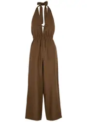 Casa Raki Iris Linen Jumpsuit - Brown S (UK8-10 / S)