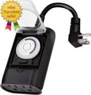 Outdoor Light Timer Outlet 24 Hour Mechanical Timer Switch Heavy Duty Plug