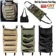 5 Pocket Tool Roll Fold Spanner Canvas Case Wrench Storage Bag Multifunctional