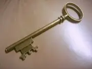 1 Large Key Pendant Antiqued Bronze Skeleton Key Steampunk 2 Sided 3.14" 80mm