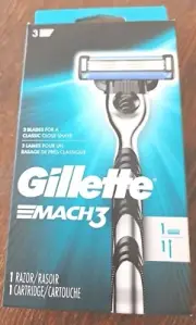 Gillette Mach 3 Razor Blade Shaver 1 Cartridge Metal Handle Fits Turbo M3 Power